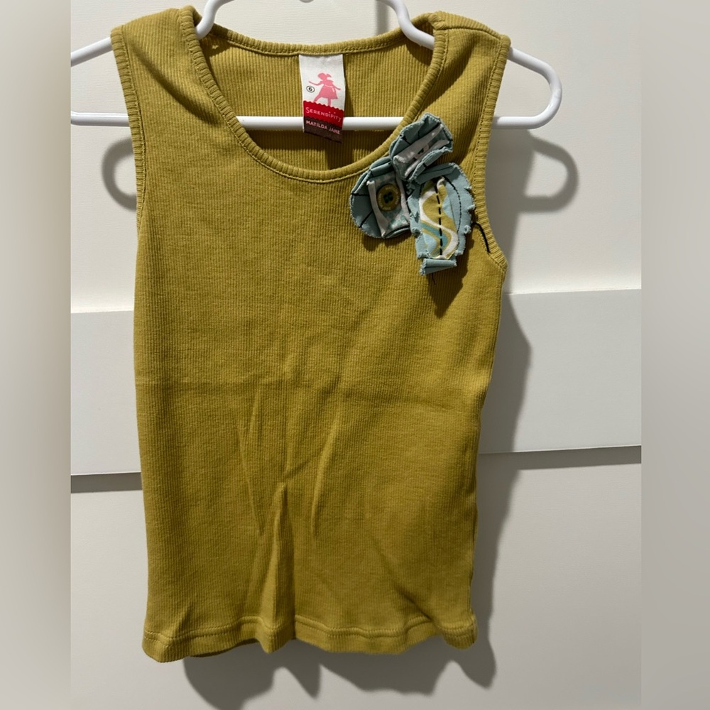 Matilda Jane Serendipity Celery Ribbed Tank Top Green size 6